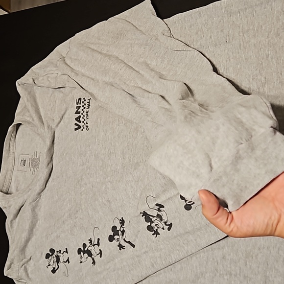 Vans Shirts Men's Grey Long Sleeve T Shirt Vans Disney Mickey Mouse - Picture 8 of 9